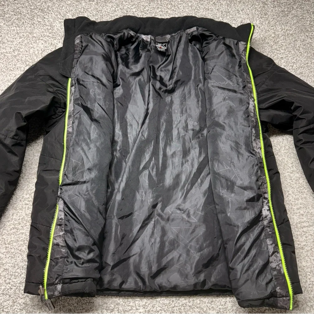 Kids Boys ZeroXposur Gray‎ Black Camo Neon Green Puffer Jacket Size XXL (18/20)